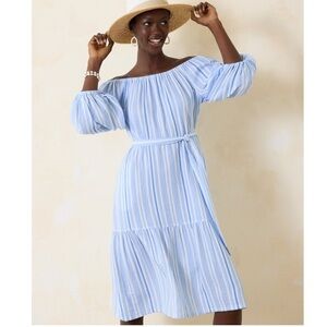 Tommy Bahama Blue and White Striped Midi Dress
